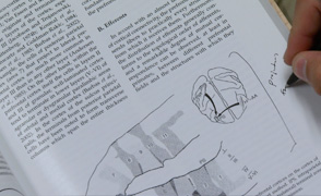 Breitborde looking at book
