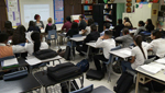 Students from Challenger Middle School practice before going to DC for a national civics competition.