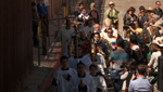 A catholic procession takes place right along the U.S. Mexico Border.