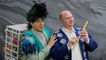 Actors from the upcoming U of A performance, The Magic Flute, act out a scene from the play.