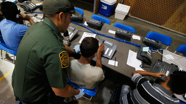 Border Patrol officials say the warehouse has 40 phones available to the kids.