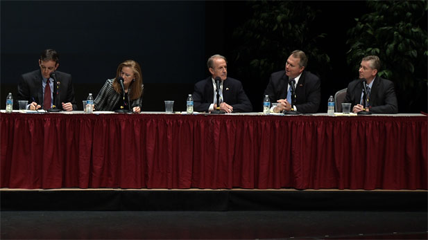 GOP gubernatorial candidates (from left) Ken Bennett, Christine Jones, Frank Riggs, Scott Smith and Andrew Thomas. Not attending: Doug Ducey.