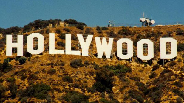 hollywood sign spotlight