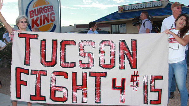 Tucson fast food workers at a protest in September 2014.