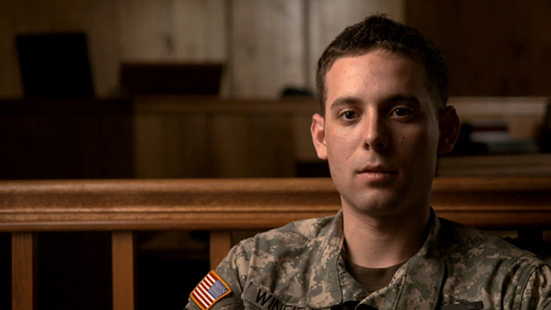 Adam Winfield is seen in a courtroom at Ft Lewis, Washington shortly before his court martial.