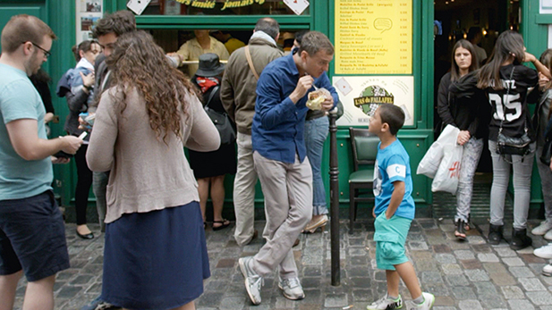 Host Phil Rosenthal visits an Israeli falafel stand in Paris.