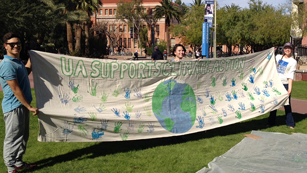 UA Students for Sustainability will show their support at the United Nations Climate Conference in Paris with a banner covered with handprints from the UA community.