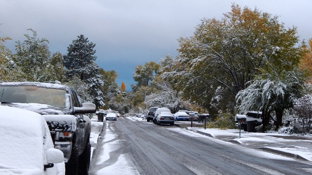 Flagstaff snowy road spotlight