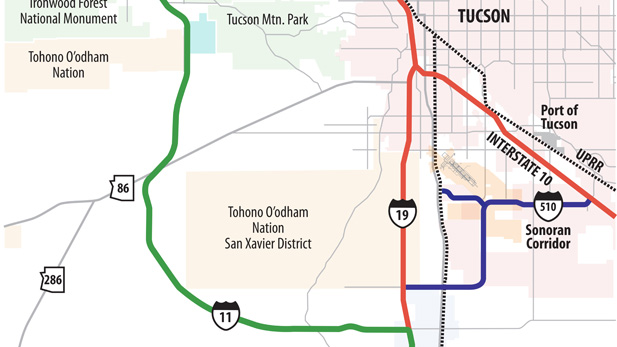 Proposed I-11 bypass west of Tucson.