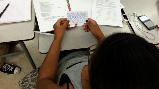 A student in Tucson High School's African American literature class