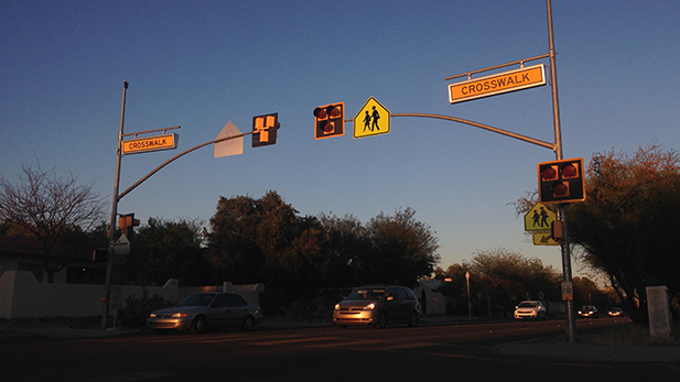 A HAWK pedestrian crossing similar to this will go along 22nd Street near Santa Rita Park.