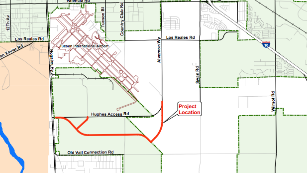 Route of Aerospace Parkway, 5-mile, $12.7 million roadway on Tucson's South Side.