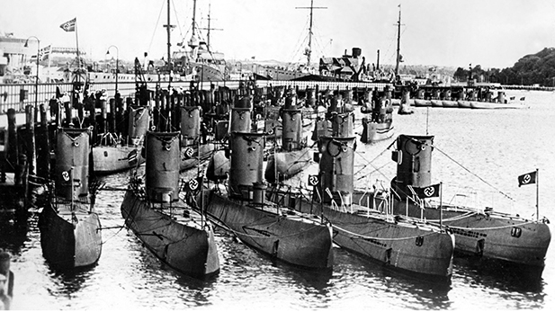 German U-boats on display for Admiral Horthy regent of Hungary guest of Hitler.