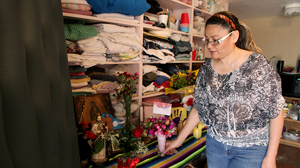 Rosa Robles Loreto in her room at the Southside Presbyterian Church 9 months after entering sanctuary.