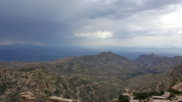 A monsoon storm forms over East Tucson.