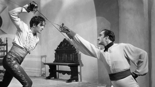 Tyrone Power and Basil Rathbone star in the second version of "The Mark of Zorro" (1940)