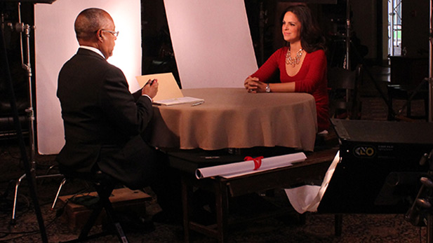 Soledad O’Brien being interviewed for Finding Your Roots