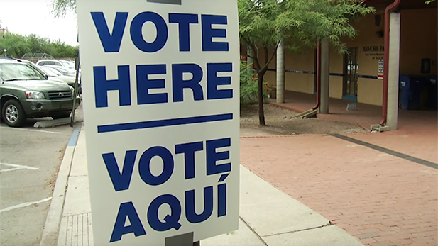 Vote Here sign Armory Park spot