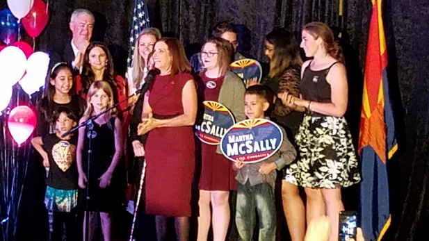 U.S. Rep. Martha McSally celebrates her re-election Nov. 8, 2016.