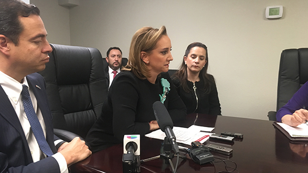 Mexico's Secretary of Foreign Relations Claudia Ruiz Massieu speaks in Tucson, Dec. 2, 2016.