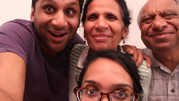 Ravi and Geeta Patel with their parents.