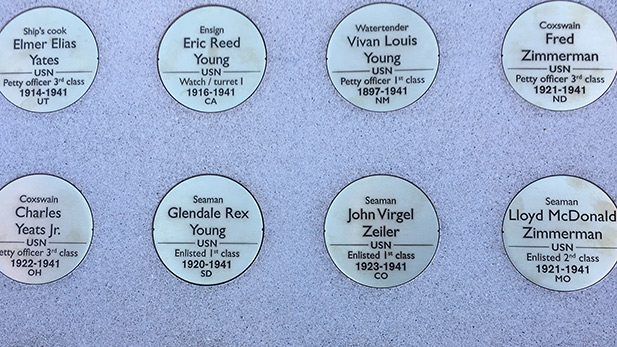 USS Arizona Memorial Medallions spotlight