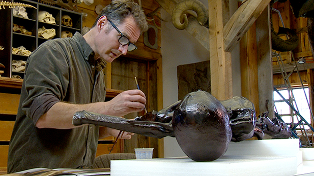 Artist Gary Staab begins the process of replicating Otzi The Iceman Mummy