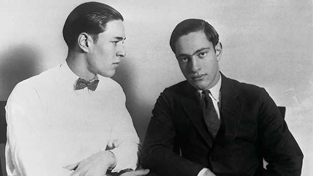Richard Loeb (left) and Nathan Leopold, who confessed to the murder of Bobby Franks. July 1, 1924.