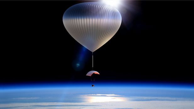 An illustration of a World View balloon above the Earth.