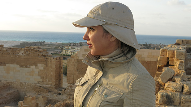 Main contributor Kathleen Martinez, at Taposiris Magna temple ruins.