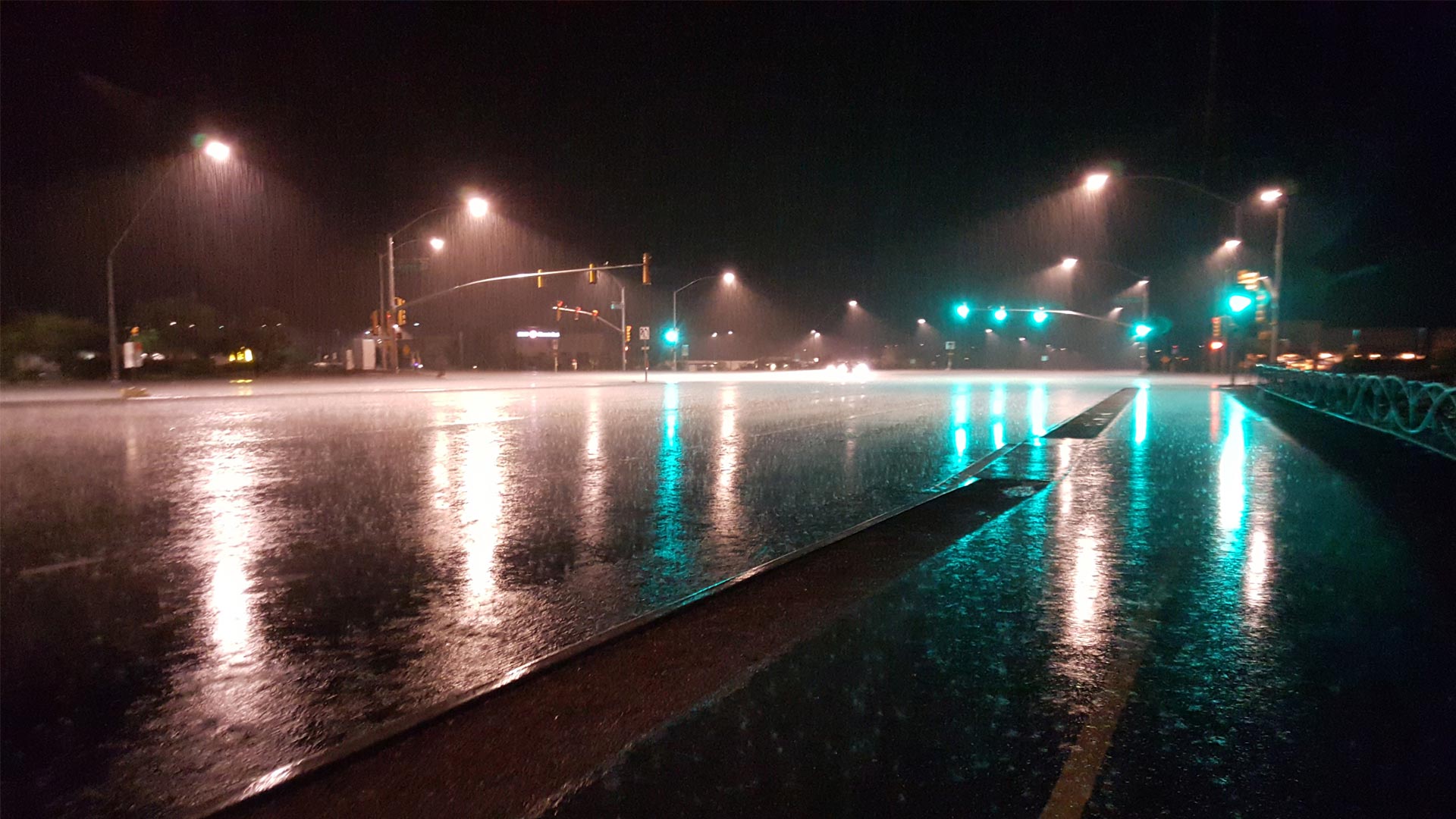 A monsoon downpour floods an intersection on Tucson's east side.