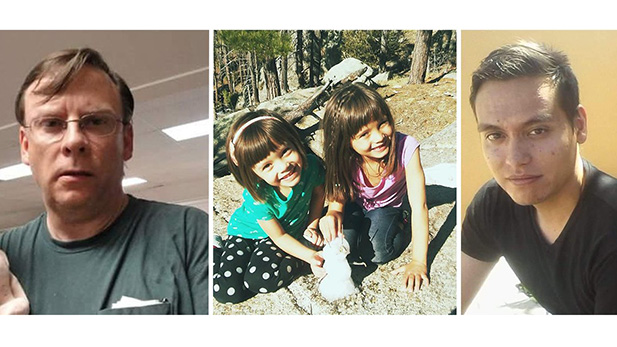 Missing hikers (from left) William Swango, 57;  Layla Nash, 4; Riley Nash, 6.and Ronald Swango, 27