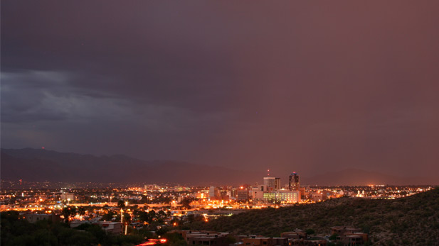 Overlooking the Tucson skyline at night.