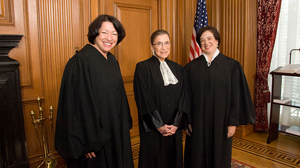 Supreme Court Justices Sotomayor, Ginsburg, and Kagan spot