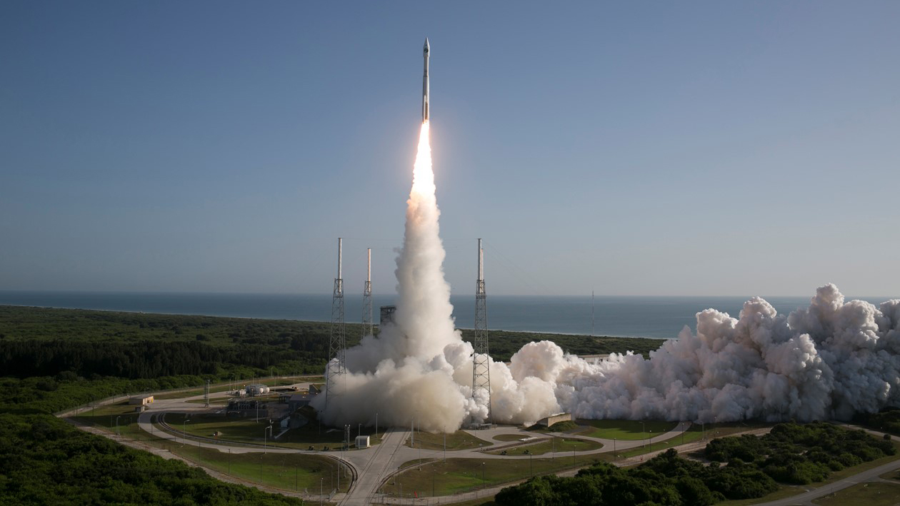 A United Launch Alliance Atlas V rocket lifts off from Cape Canaveral Air Force Station.