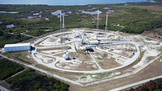 An aerial view of Launch Complex 40 on Cape Canaveral, Fla., the site where a Falcon 9 rocket from the private company SpaceX exploded on Sept. 1, 2016.