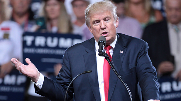 Donald Trump speaking with supporters at a campaign rally at Veterans Memorial Coliseum at the Arizona State Fairgrounds in Phoenix, Arizona.