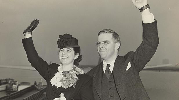 Martha and Watistill Sharp departing New York Harbor for Prague (via London) 1939