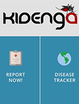 A screenshot of the Kidenga disease-tracking app.