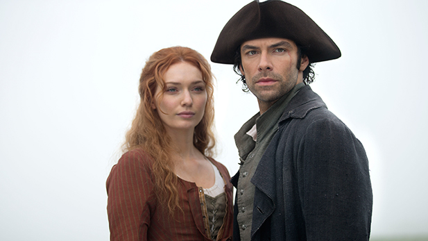 Eleanor Tomlinson as Demelza and Aidan Turner as Ross Poldark