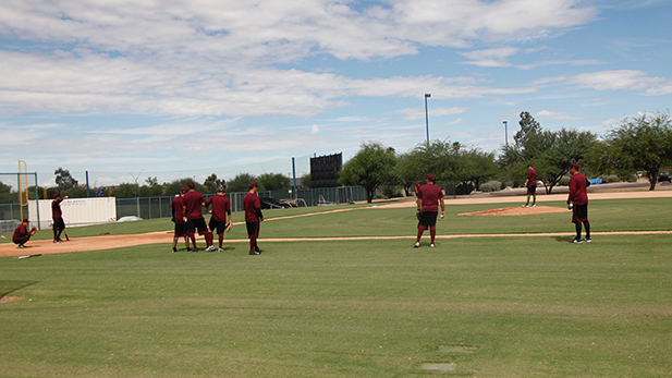 The Tomateros de Culiacán practice the day before the Mexican Baseball Fiesta gets underway.