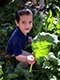 Manzo student harvests chard in the school garden. Photo by Moses Thompson