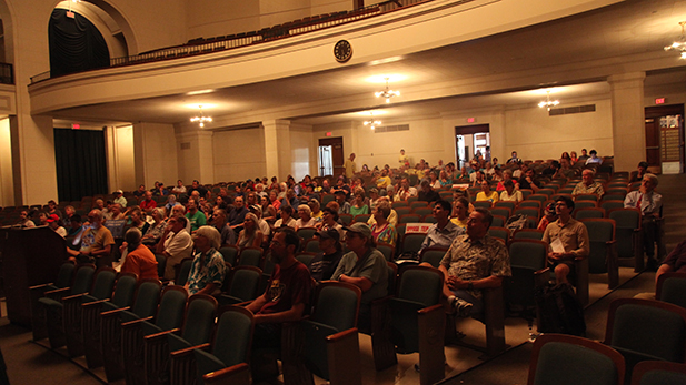 Many in the crowd gathered to voice their opinion on TEP's requests for changes to two different billing rates.