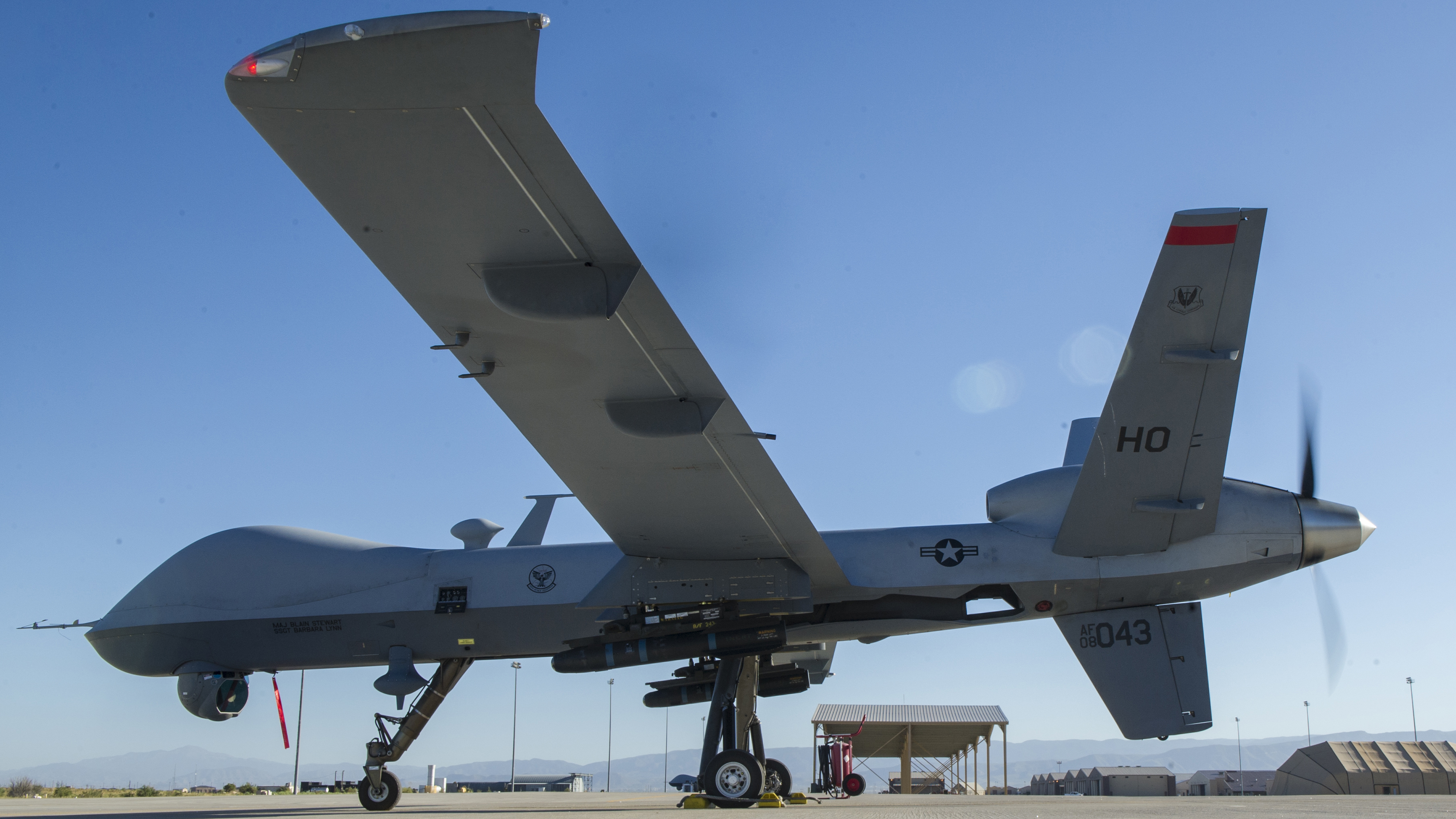 An MQ-9 Reaper readies for takeoff at Holloman, AFB in New Mexico.