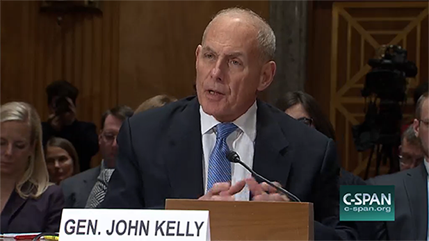 Retired Marine Corps General John Kelly, the Homeland Security Secretary nominee during his more than two-hour-long confirmation hearing.