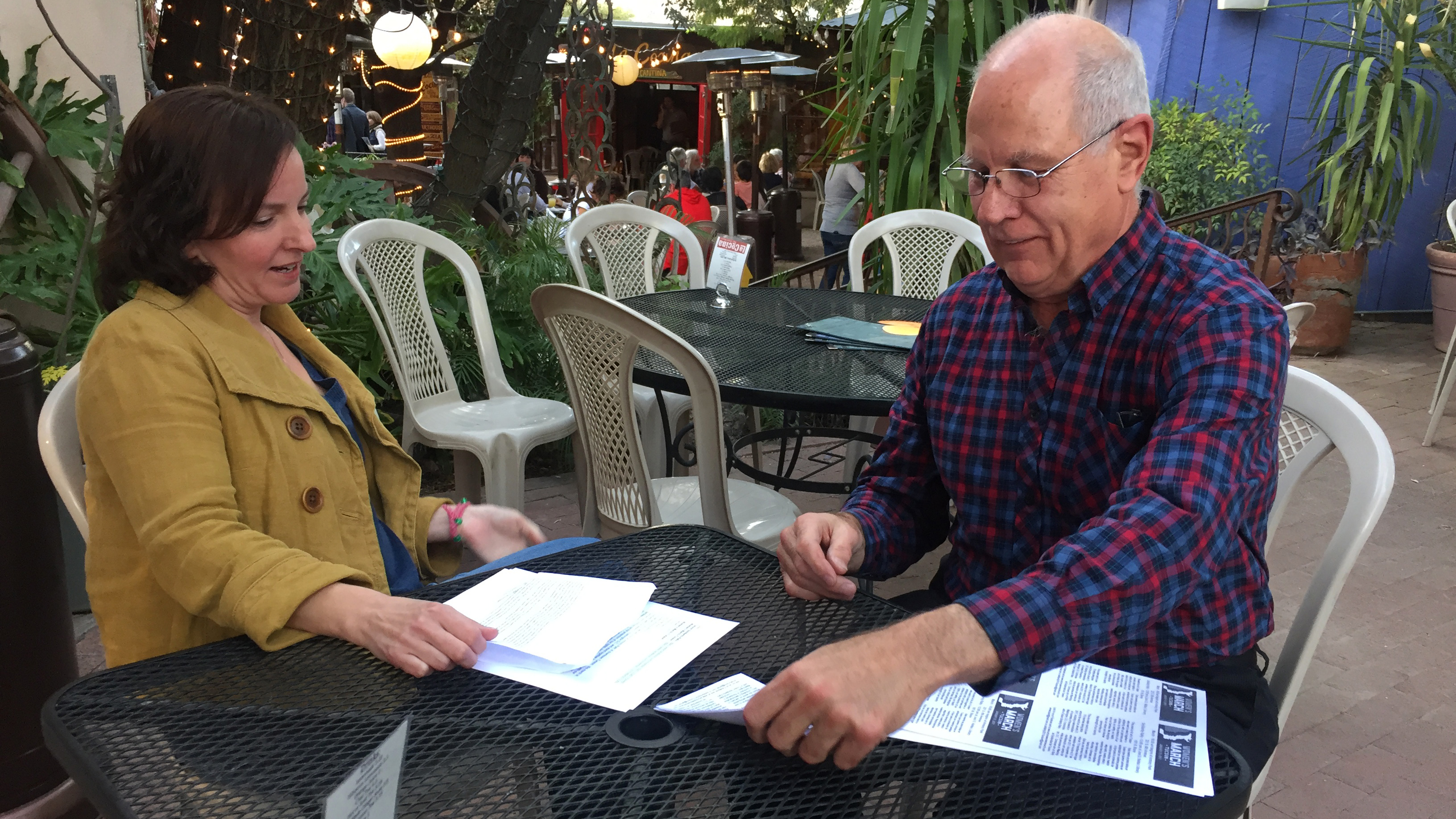 Shauna Anderson and Tim Lennon meet at La Cocina to plan the Tucson Women's March and Solidarity Rally, which will take place on January 22. 