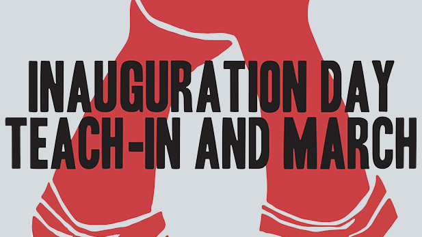 Image from a poster promoting a 2017 inauguration day teach-in at the University of Arizona.