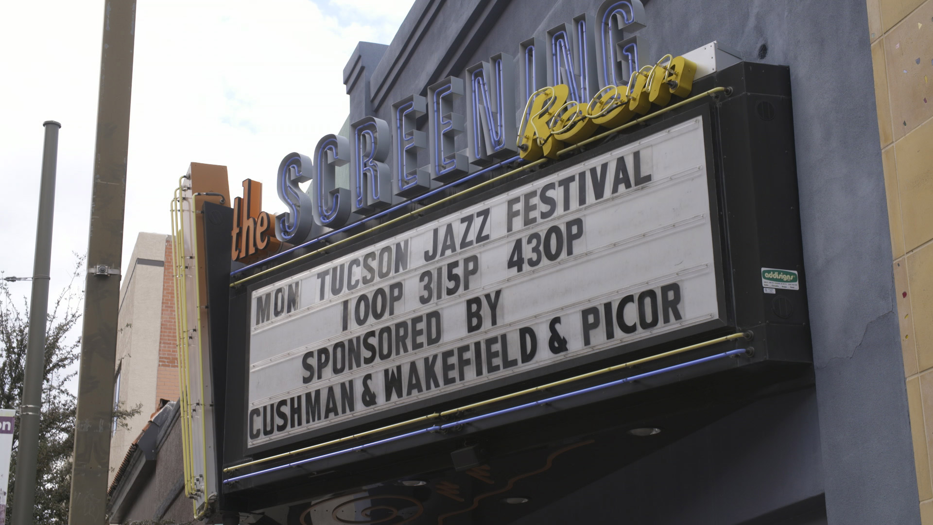 A marquee advertising the Tucson Jazz Festival, 2017.