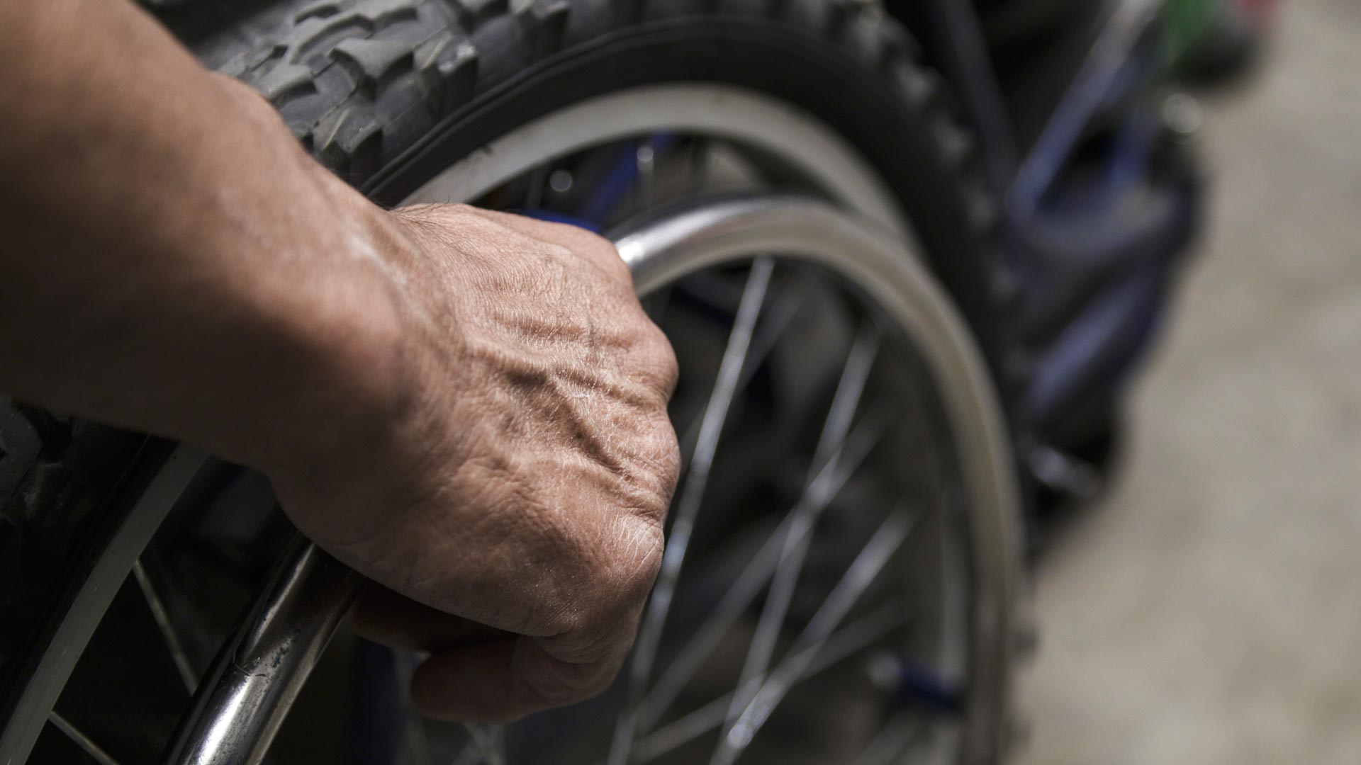 A wheelchair made to function on rough terrain.