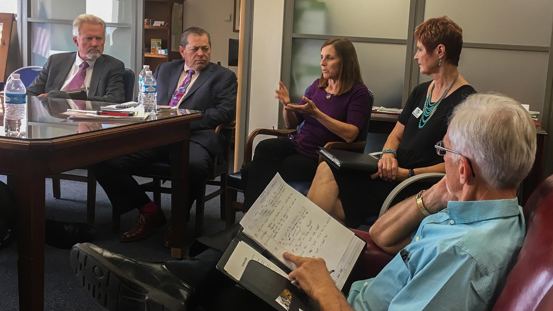 Republican Rep. Martha McSally meets with Southern Arizona business leaders in her Tucson office to talk about tax reform, Oct. 17, 2017